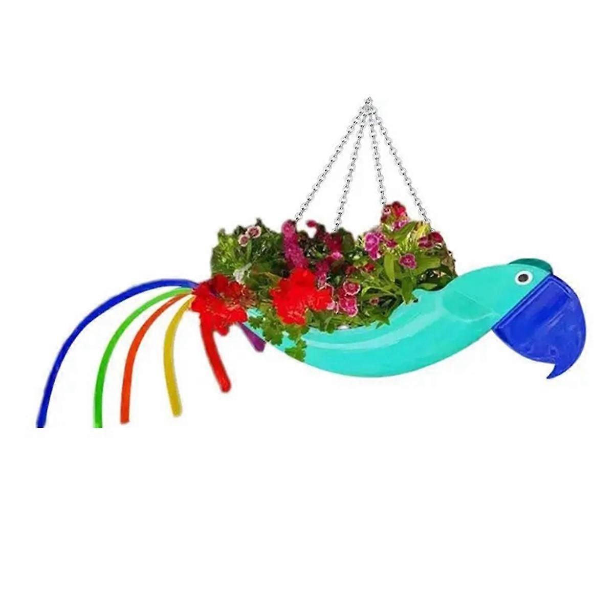 Metall-Blumentopf in Form eines fliegenden Vogels, bunter Papagei-Blumentopf, L, D
