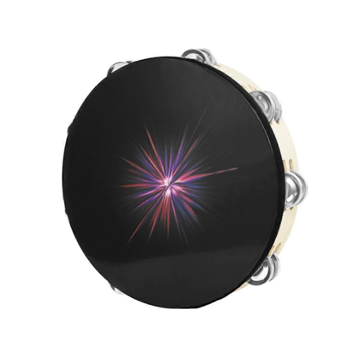 10In Handheld Tambourine Double Row Jingle Drum Percussion Instrument