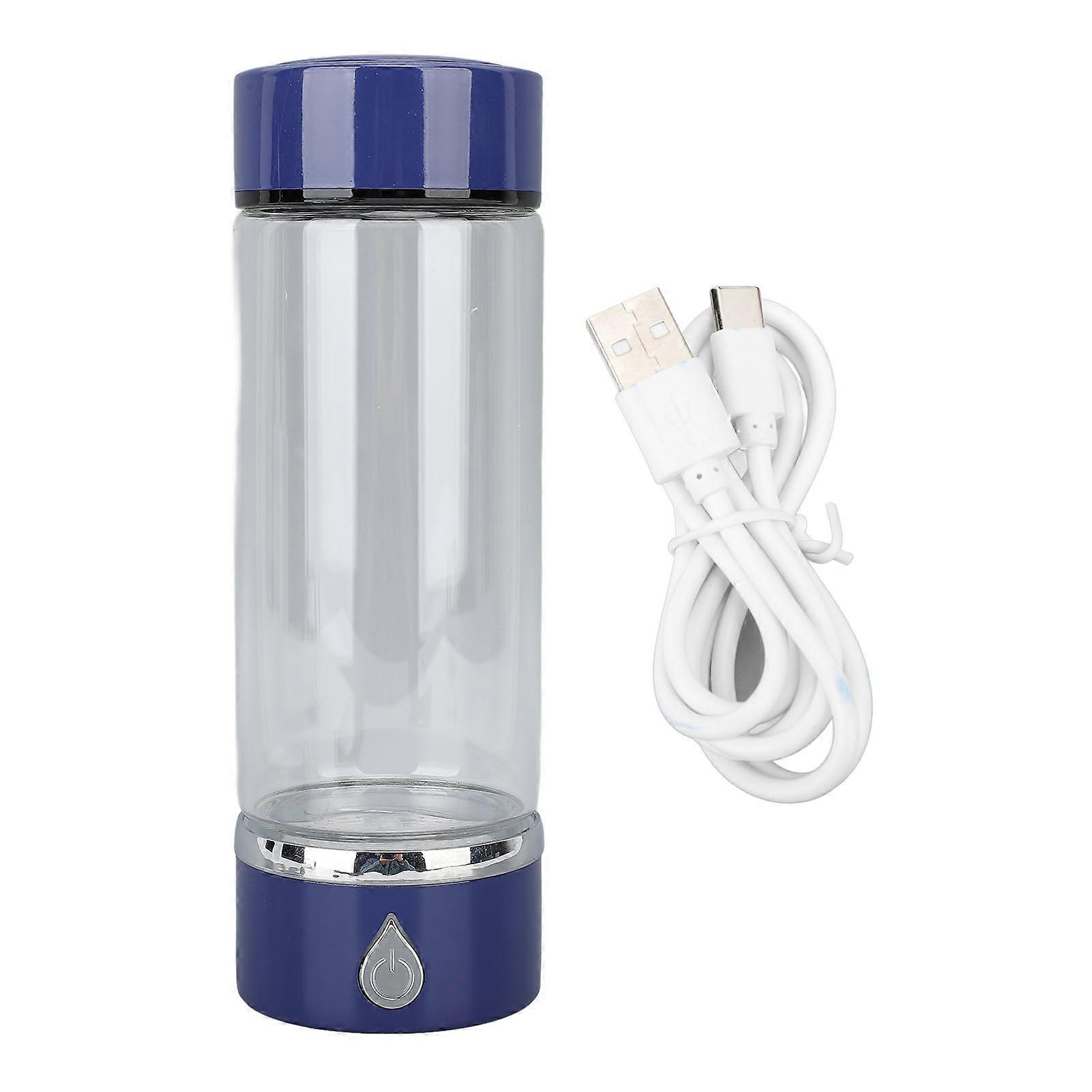 420ml Hydrogen Water Bottle PCTG PEM SPE Technology Rechargeable Portable Hydrogen Rich Water Generator for Home Fitness Office Travel Blue