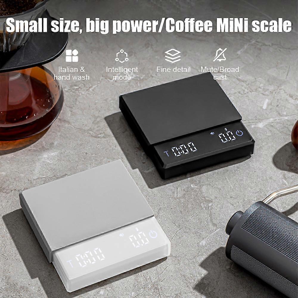 Mini Coffee Scale with Timer, 2kg/0.1g Accurate 3 Modes Type-C Rechargeable Portable Digital Scale for Espresso and Pour Over Coffee with Silicone In