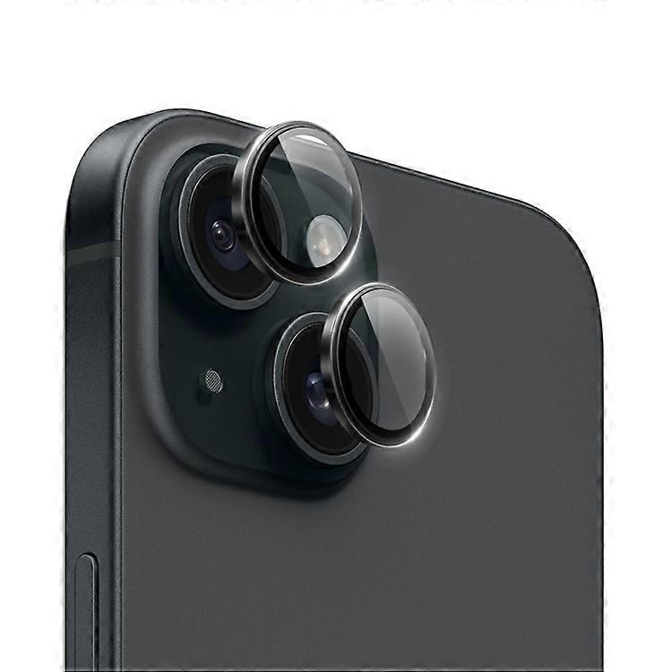 WIWU LG-005 1 Set Compatible For iPhone 15 Plus / 15 Aluminum Alloy Frame Tempered Glass 3D Rear Lens Film Protector