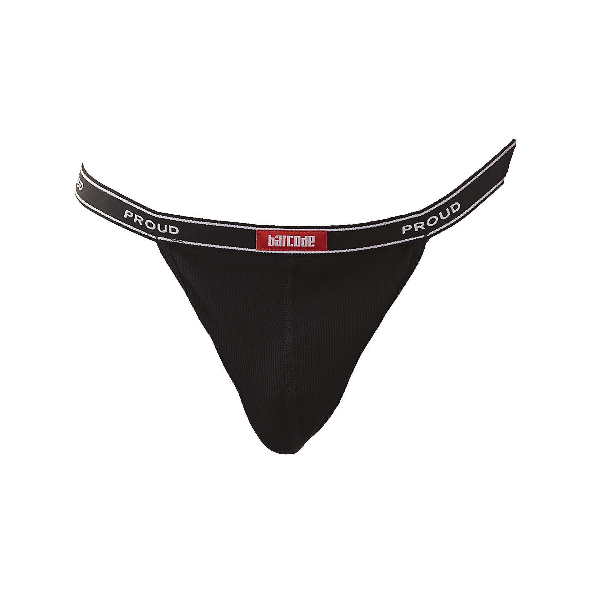 Code-barres Berlin String côtelé PROUD B Noir | Sous-vêtements pour hommes | String Homme