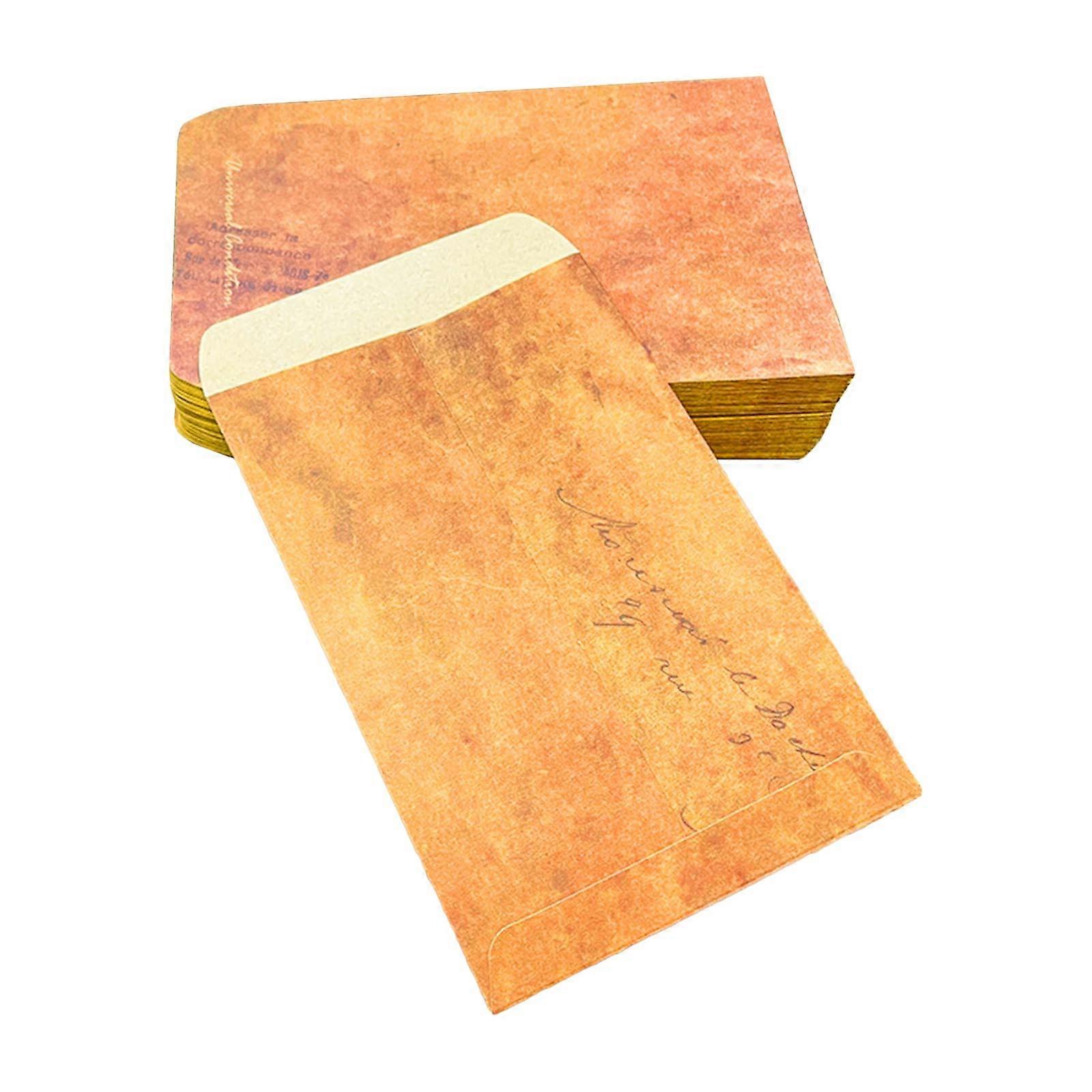 100x Krafts Paper Envelopes Old Design Paper Envelopes Aged Blank Envelopes Antique Envelopes for Party Invitations  Retro yellow brown