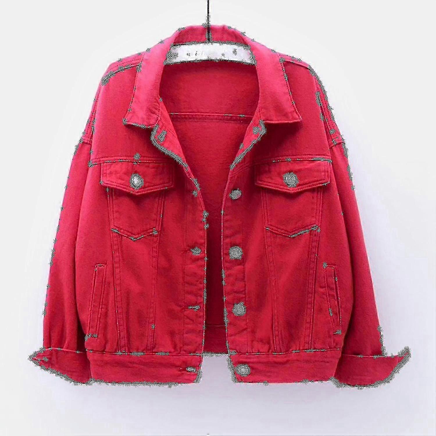 Women's Spring and Autumn Warm Solid Long Sleeve Denim Jacket