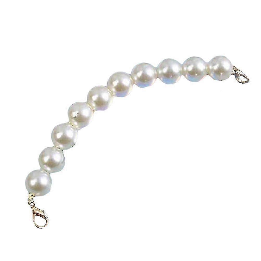 Glamorous Beige+ Women's Handbag Straps with 20cm Length Elegantly Designed Pearl-Imitated Handle Accessories and Gold Snap Button