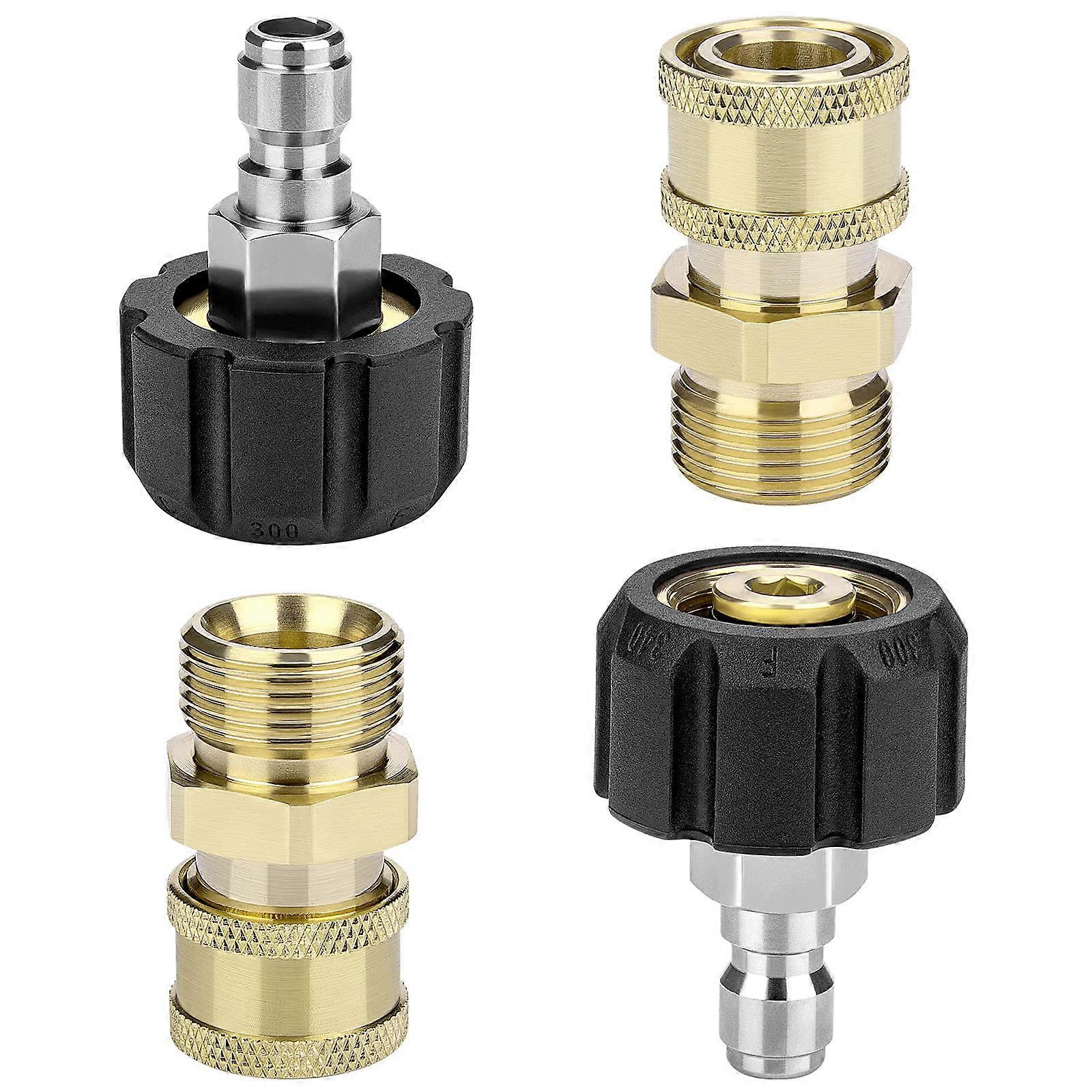 Pressure Washer Adapter Set 2-Pair M22-14mm To 1/4 Inch Quick Connect Adapters For Nozzle Up To 5000 PSI Not 3/8 Inch