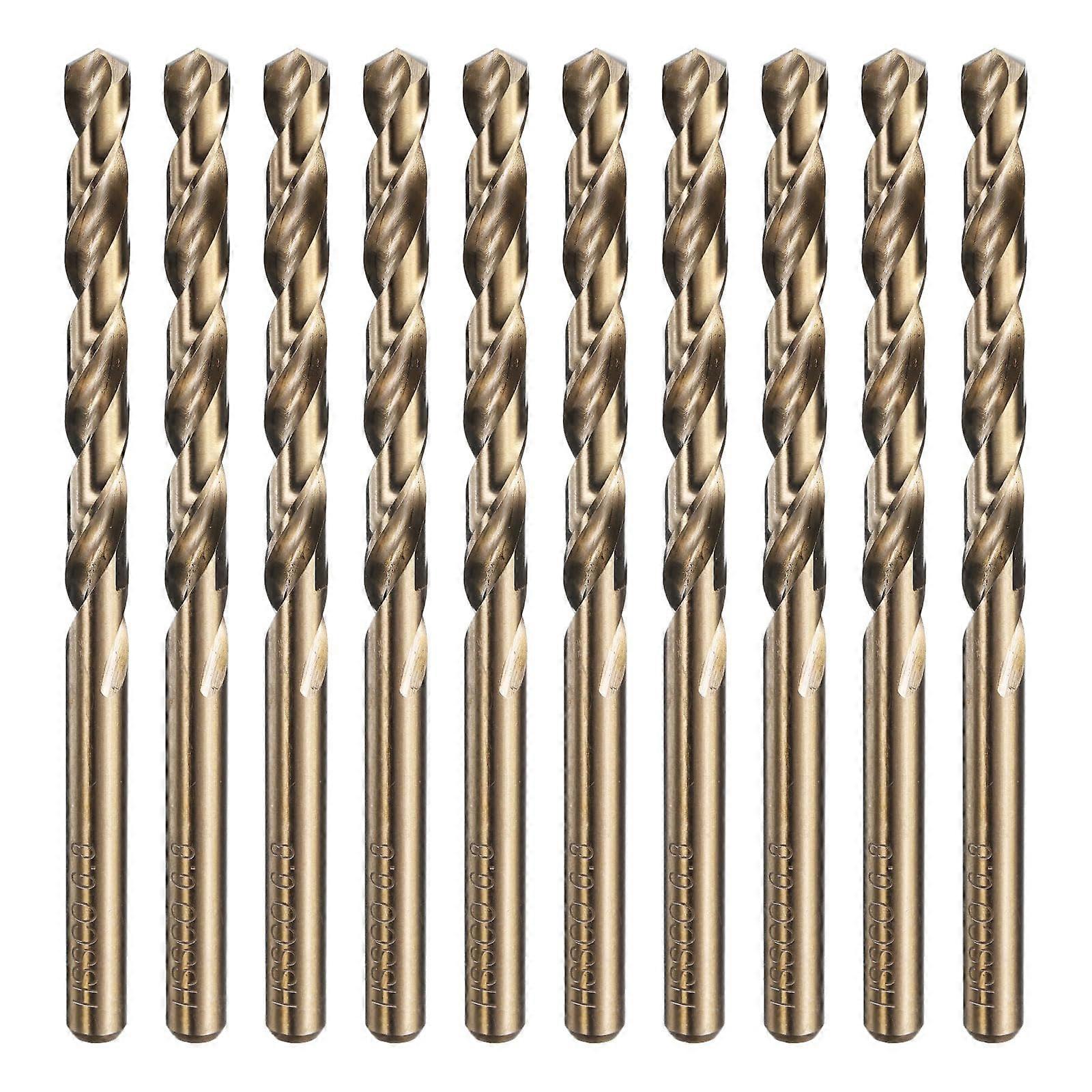 10pcs M35 Cobalt Twist Drill Bit 6.8mm(17/64') Dia High-Speed Steel Metric Drill Bit with Titanium Coating for Drilling Hard Metals