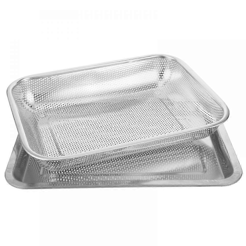 acier inoxydable rectangulaire fuite d’huile filet friture égouttage grille carré panier écran filtre plat de cuisson bacon frites profondes support poulet