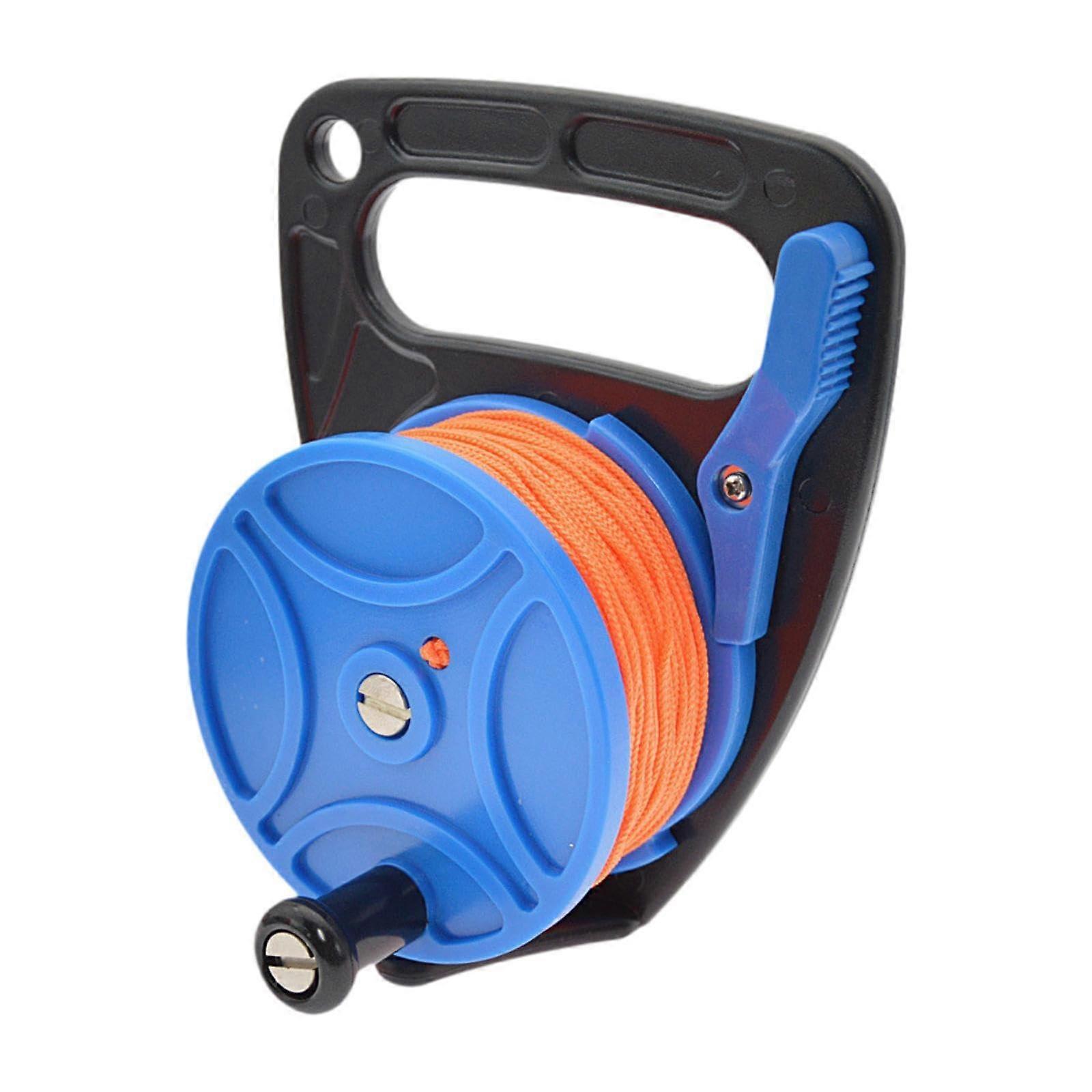 Dive Guide Line Diving Finger Spool with Handle Stop Switch Scuba Dive Reel with Thumb Stopper for Underwater Water Sports Blue