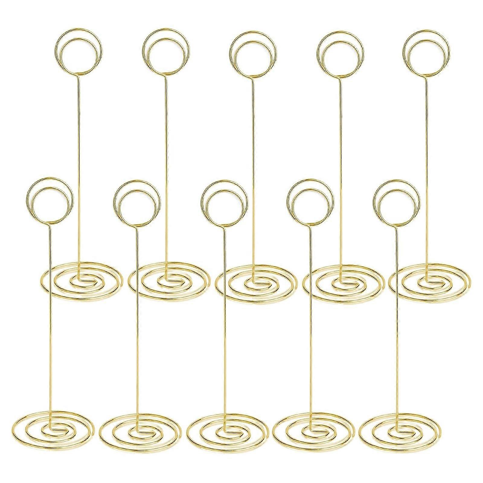 10 Table Number Holders Gold, 8.66 Inch Card Holders for Wedding Party Table Signs, Ground Display Stands