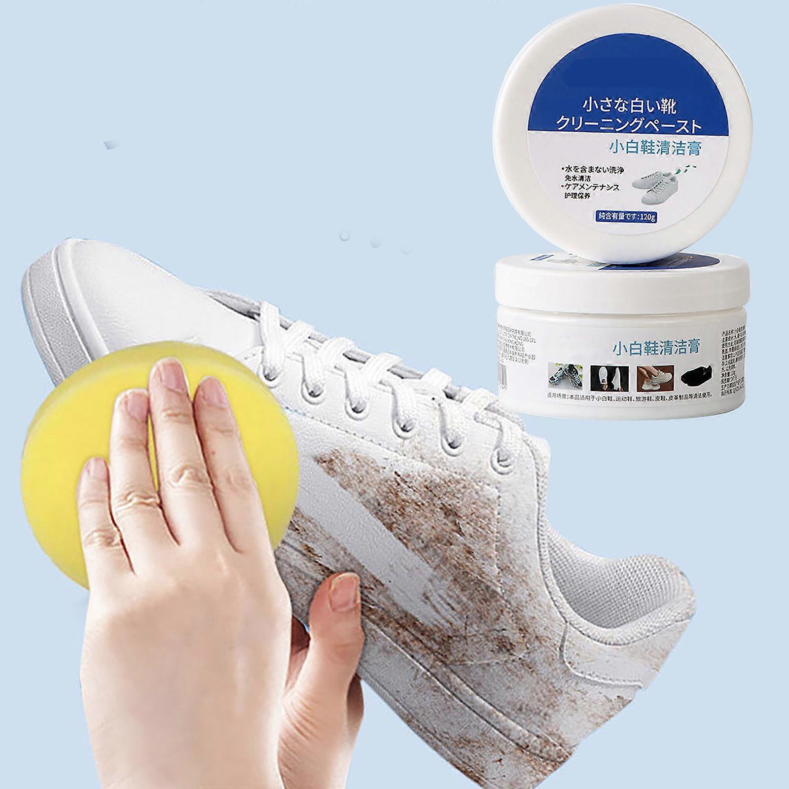The White Shoe Cleaning Cream Has A Built-in Sponge Wipe Compact & Portable De Yellowing