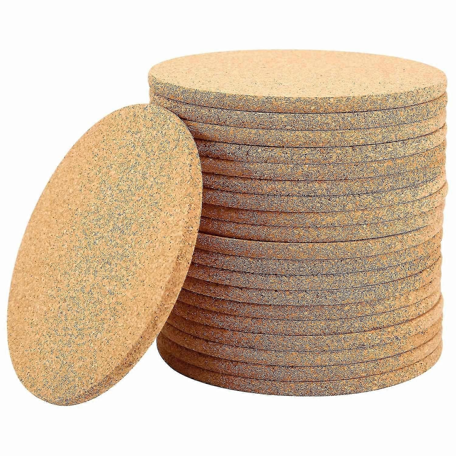 Cork Coasters 20-Pack, Absorbent Heat-Resistant Reusable Drink Coasters for Bar Home Office