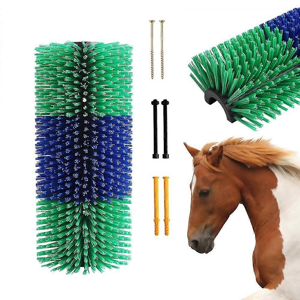 Livestock Scratching Brush for Horses and Cattle, Green Itching Relief Brush with 4 Screws, Ideal for Sheep and Pig Use