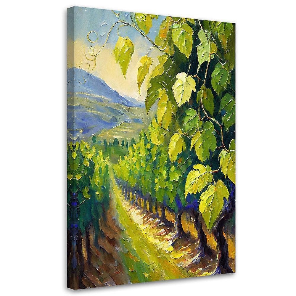 Quadro su tela, Vigna Uva foglie dipinte - 70x100