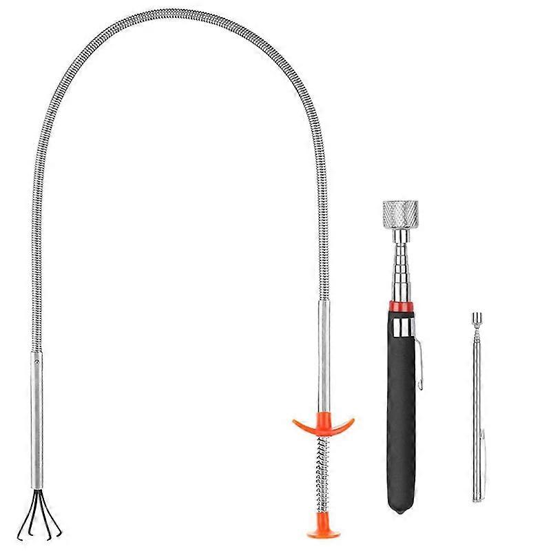3 Pack Pick-Up Tool Set Magnetic Retrieving Telescoping Curve