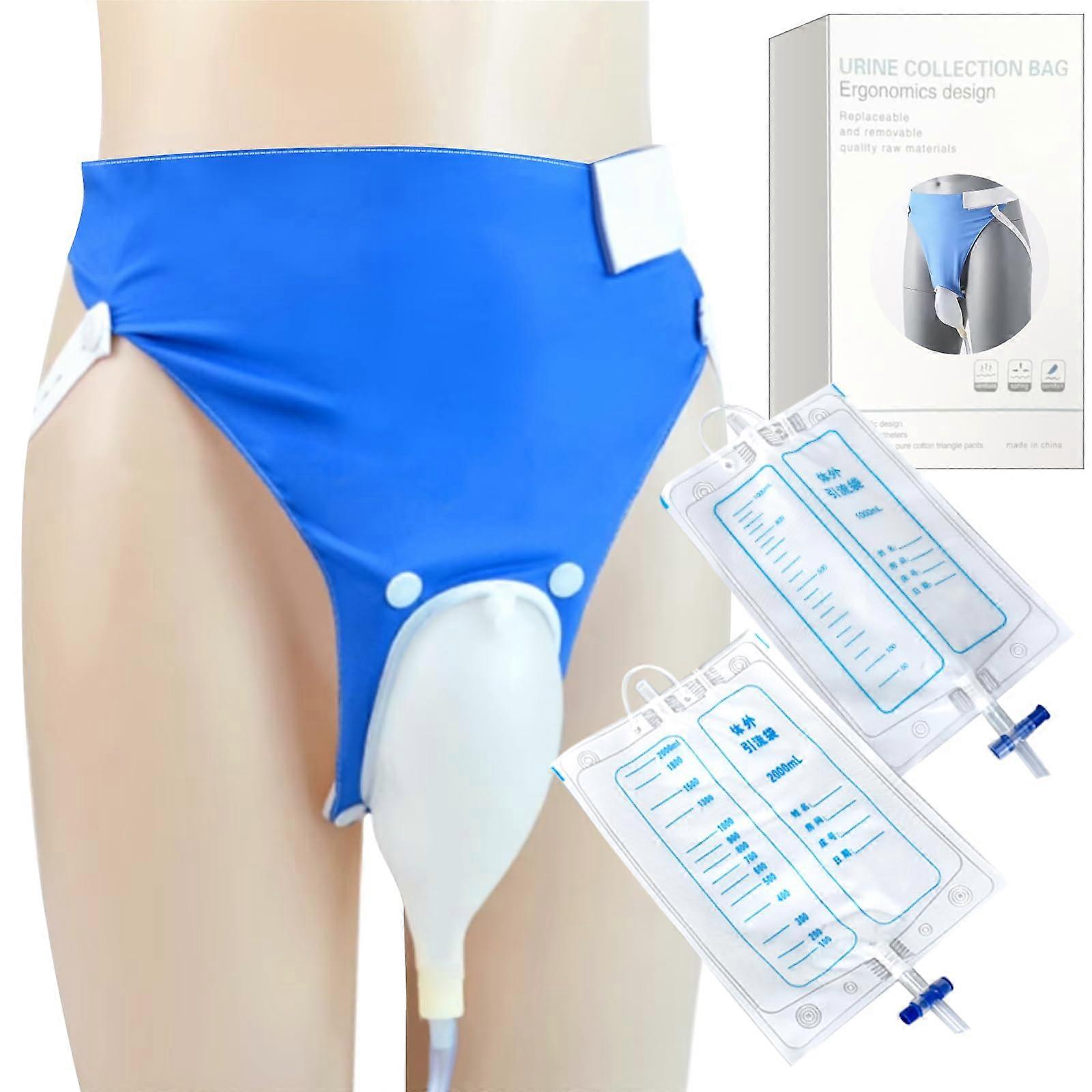 Wearable Urinary Drainage Bag Elastic Catheter For Men 2000ml 1000ml Reusable Urine Collection Bag Blue Bedridden