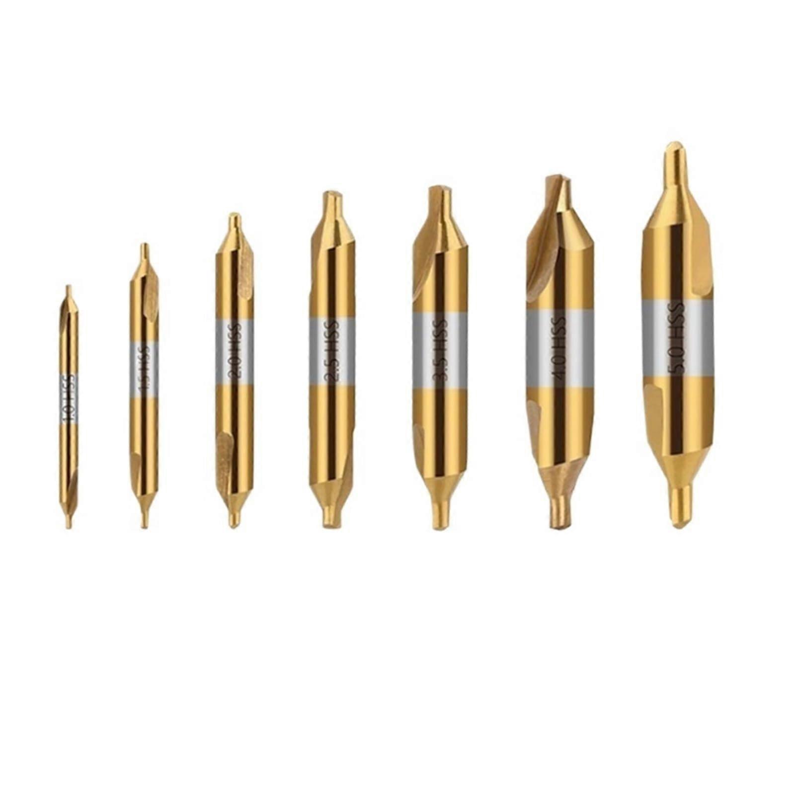 60° HSS Nitrided Coating Center Drill A1A6mm Set for Metal Processing Chamfer Positioning CNC Lathe Drill Bits(A(6PCS))