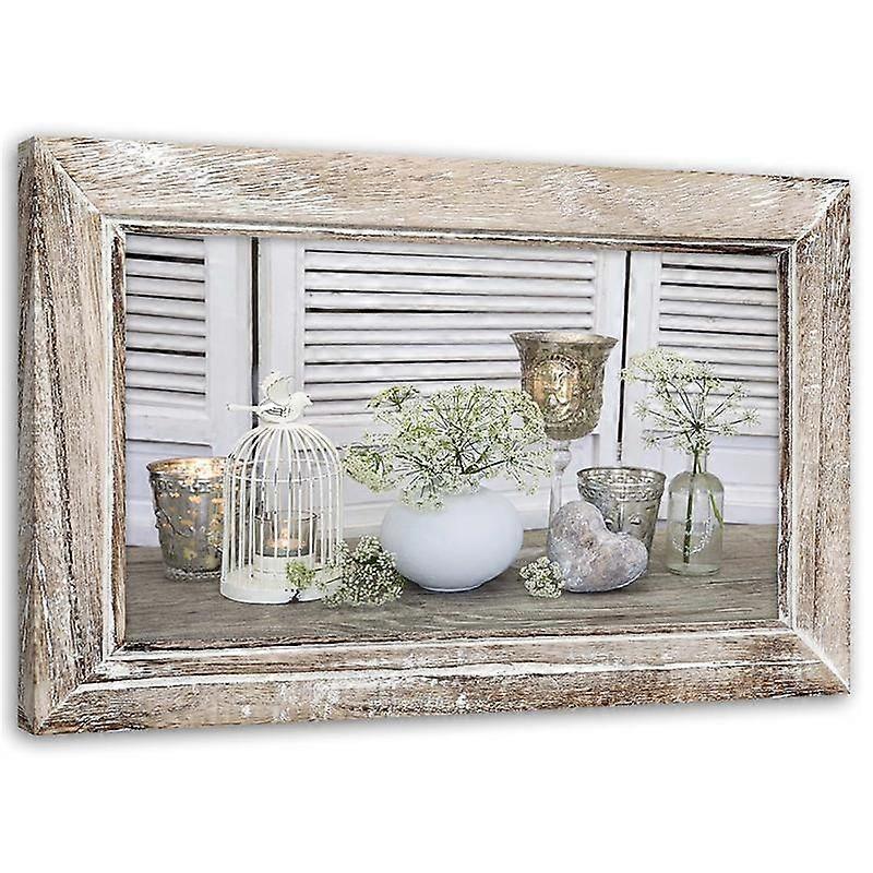 Obraz na plátne, Zátišie v rustikálnom drevenom ráme - 60x40