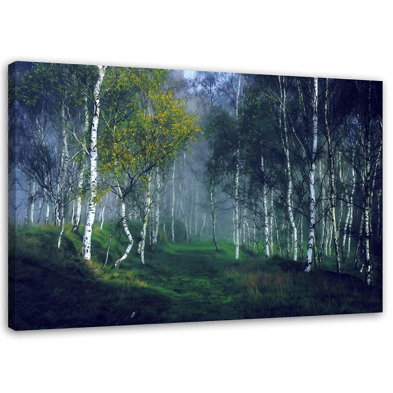 Lienzo, Bosque de abedules en la niebla - 60x40