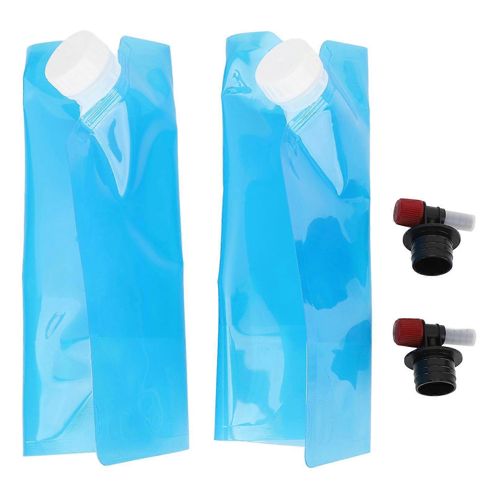 2pcs 5L Foldable Water Storage Bag Large Capacity Leakproof Thickened Strong Load Bearing Lightweight Camping Water Container with Valve