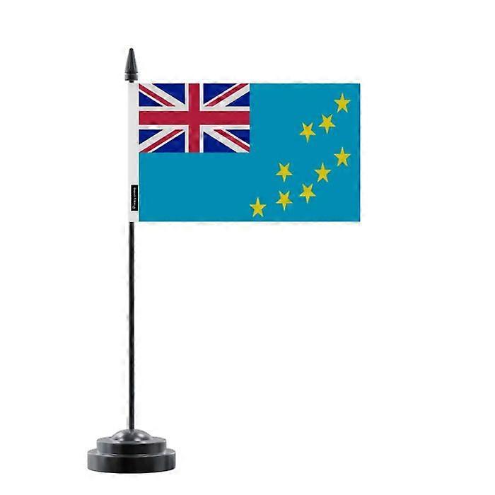 Table Flag - Multicolor - Tuvalu - 14 x 21 cm - Plastic Pole - Double-Sided Print