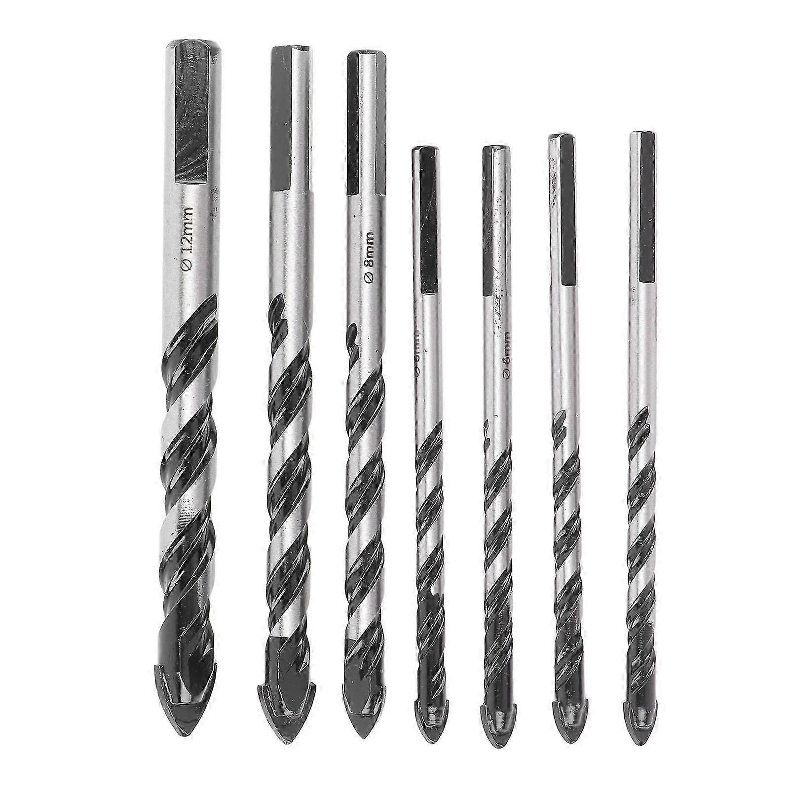 7PCS Twist Drill Bit Set Multifunctional Black Carbide Triangular Twist Drill Bit
