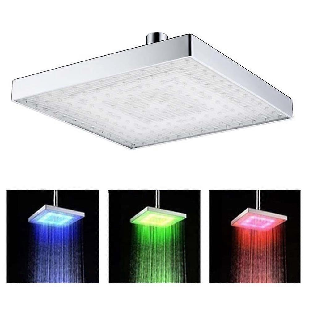 Shower | 8" Square Led Top Spray - Tri-Color Temperature Sensing