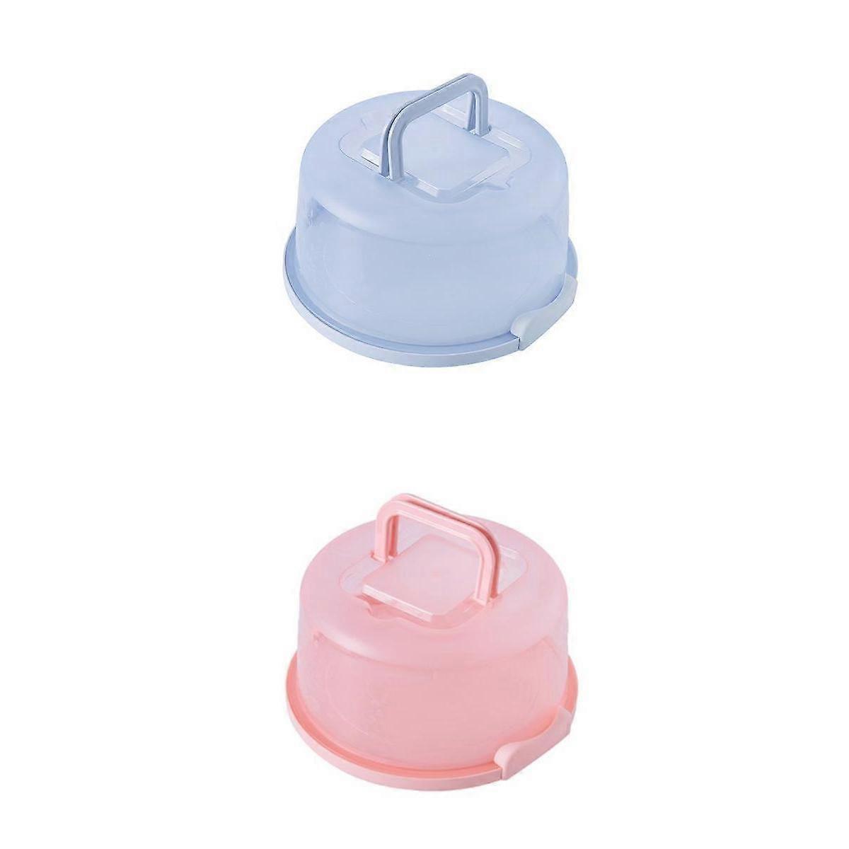 2pcs Cake Carrier Round Cake Storage Container with Clear Handle