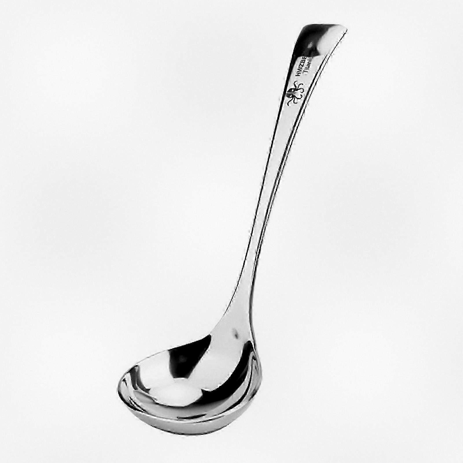Stylish Long Handle Soup Spoon in Pure Titanium for Home Use - Round Spoon Ideal for Serving Soup