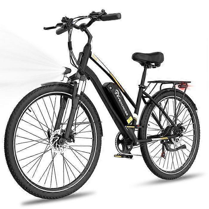 Elektrische fiets voor volwassenen EVERCROSS TECH EK28 - 28" Band Verwijderbare Batterij 36V 13Ah 350W Motor 7 Versnellingen Dubbele Schijfremmen - Zwart
