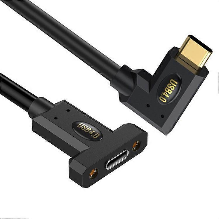 0.3m USB 4.0 Type-C Right Angle to Type-C Female Extension Cable 240W 8K 40Gbps Data Cord with Panel Mount