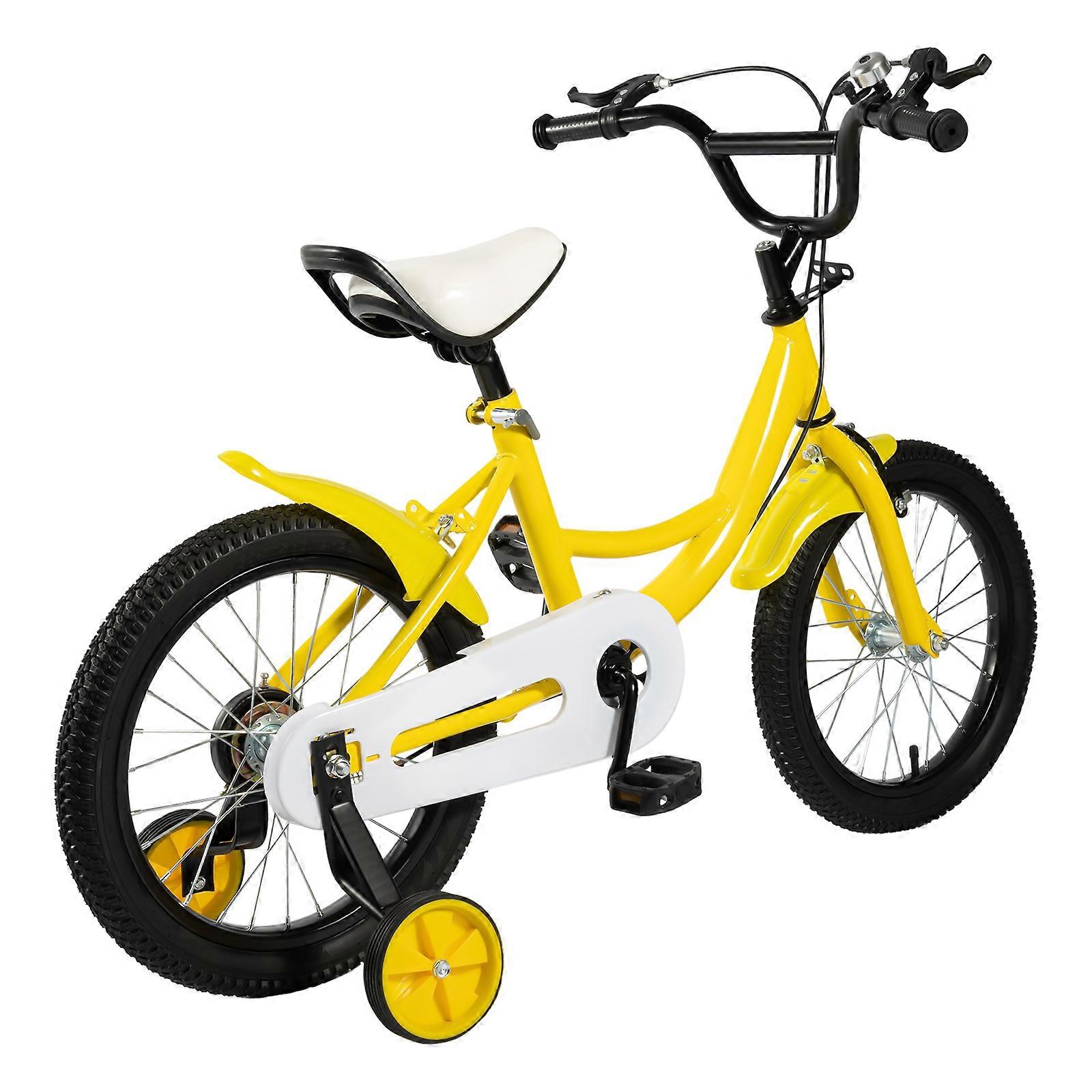 Vélo pour enfants de 16 pouces pour garçons Vélo pour enfants de filles avec béquille Roues d'exercice Cloche de frein de train d'atterrissage pour le conducteur Hauteur 105cm à 135cm