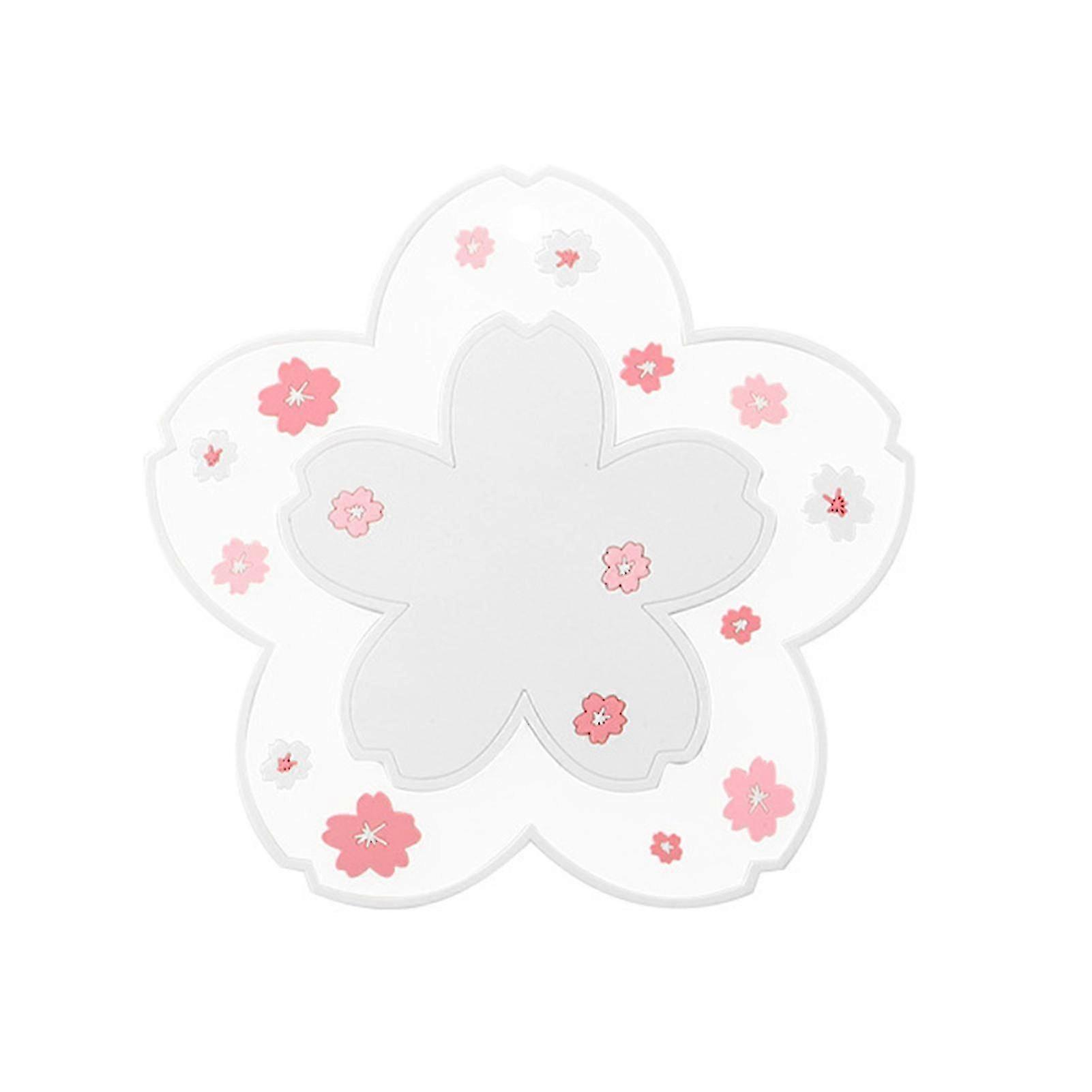 ティーコーヒーコースター用のブルーPVCフラワー滑り止めヒートマット-ホワイト