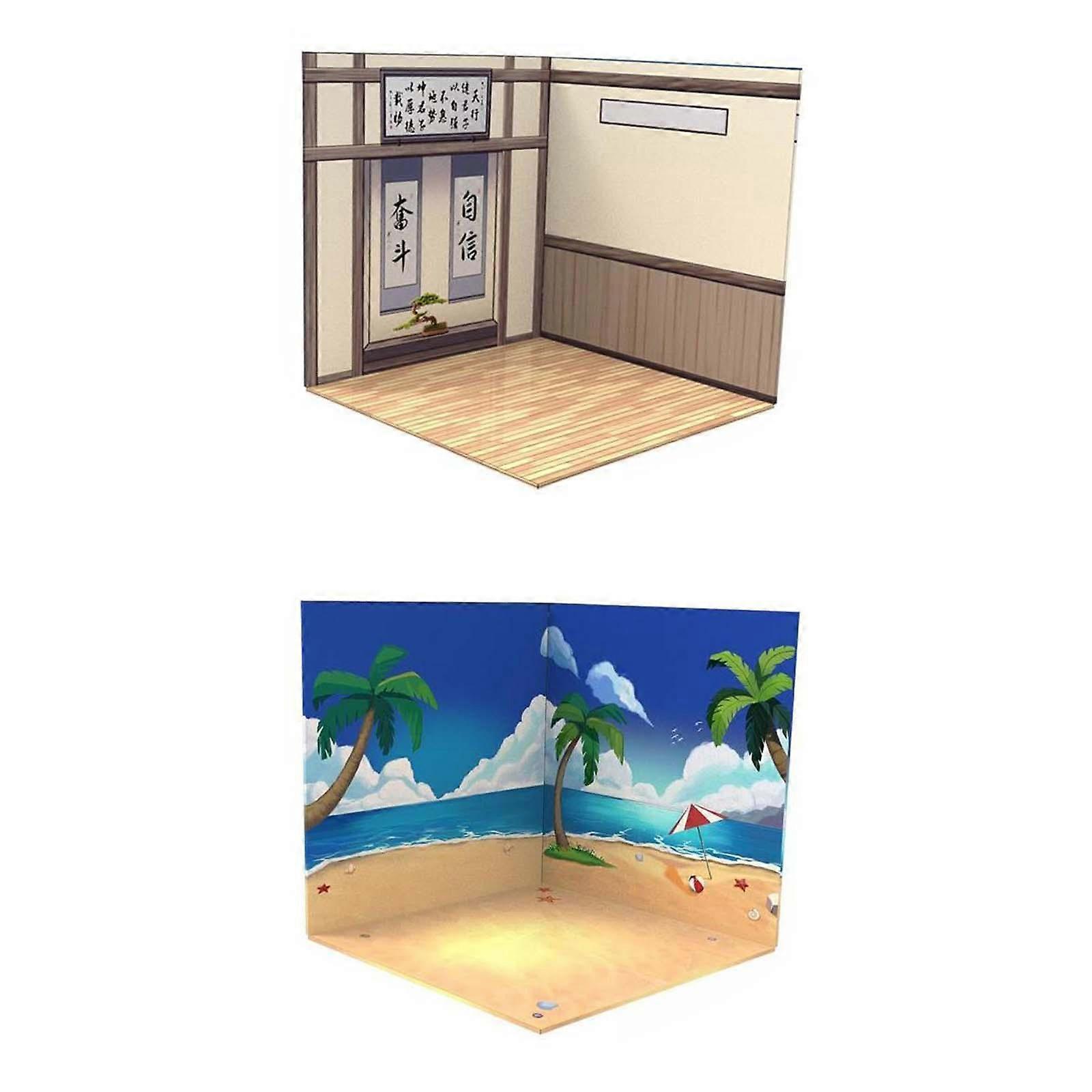 2x 1/12 Scale Action Figures Backdrop Show Model Scenes Organizer Showcase