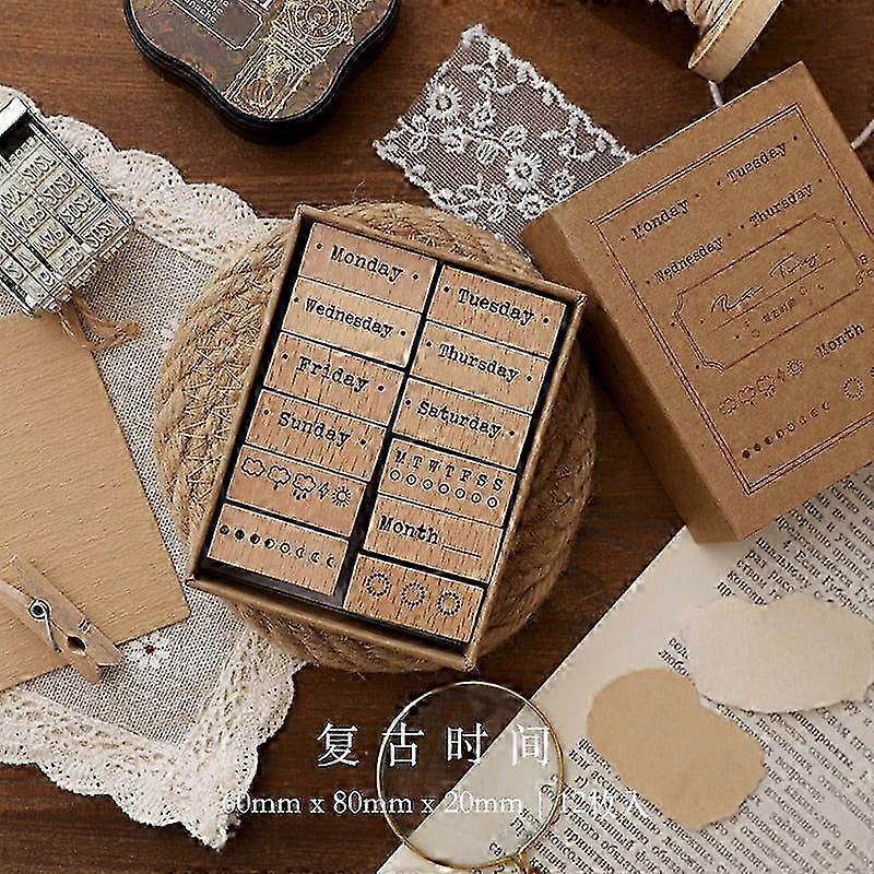 Wooden Rubber Stamps for Scrapbooking, DIY Crafting, and Decoration with Chinese Character Number Flower Design - Standard Size Stamps