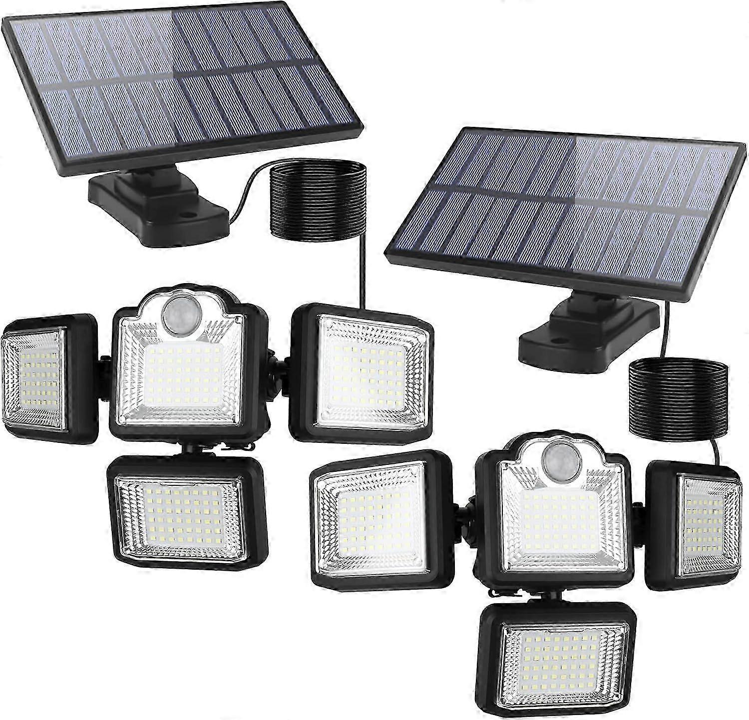 Solar LED Spotlight - 4 Head Motion Sensor Light Waterproof Remote Control