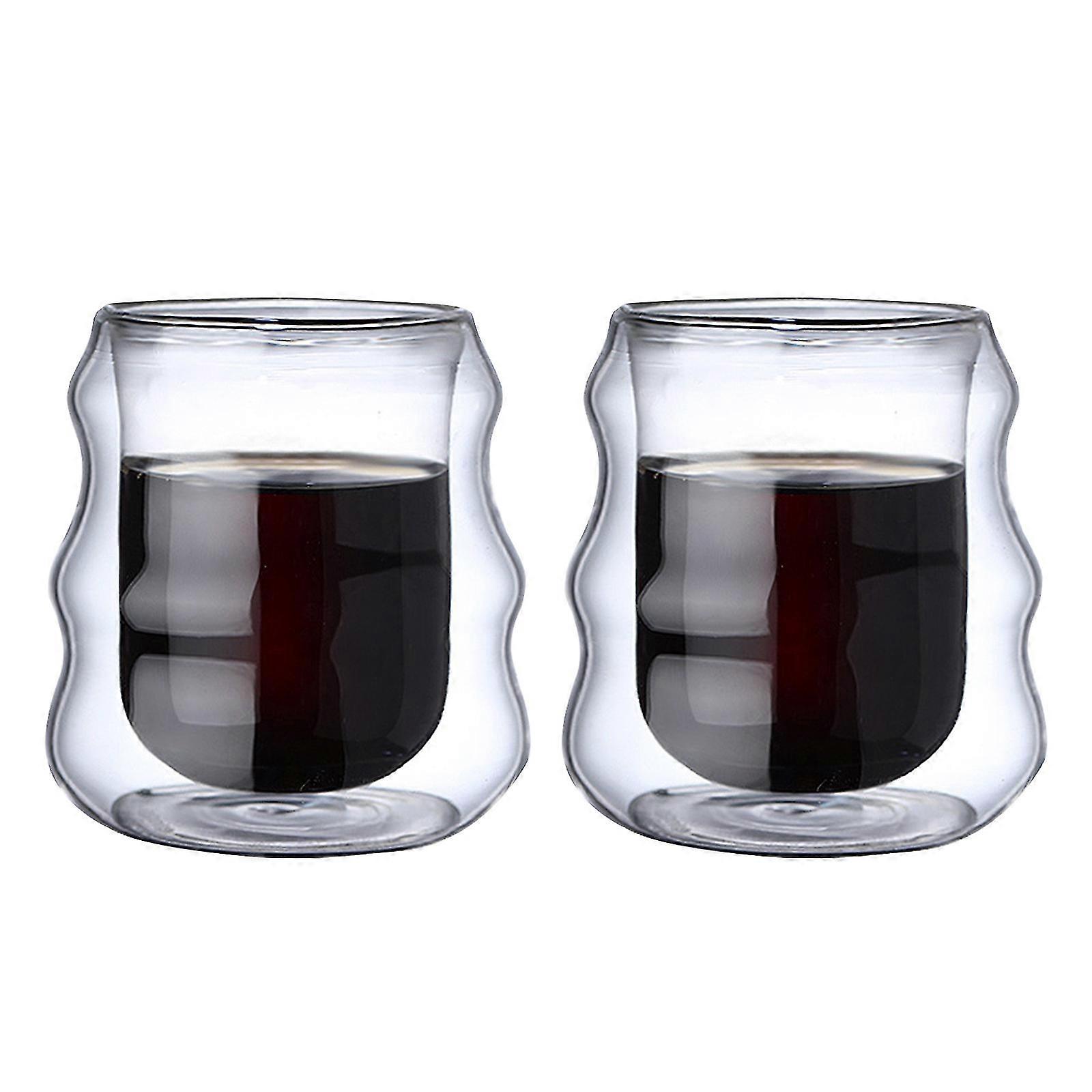 2025 High Borosilicate Glass Cups - Wave Design, 250ml, 2pcs Set