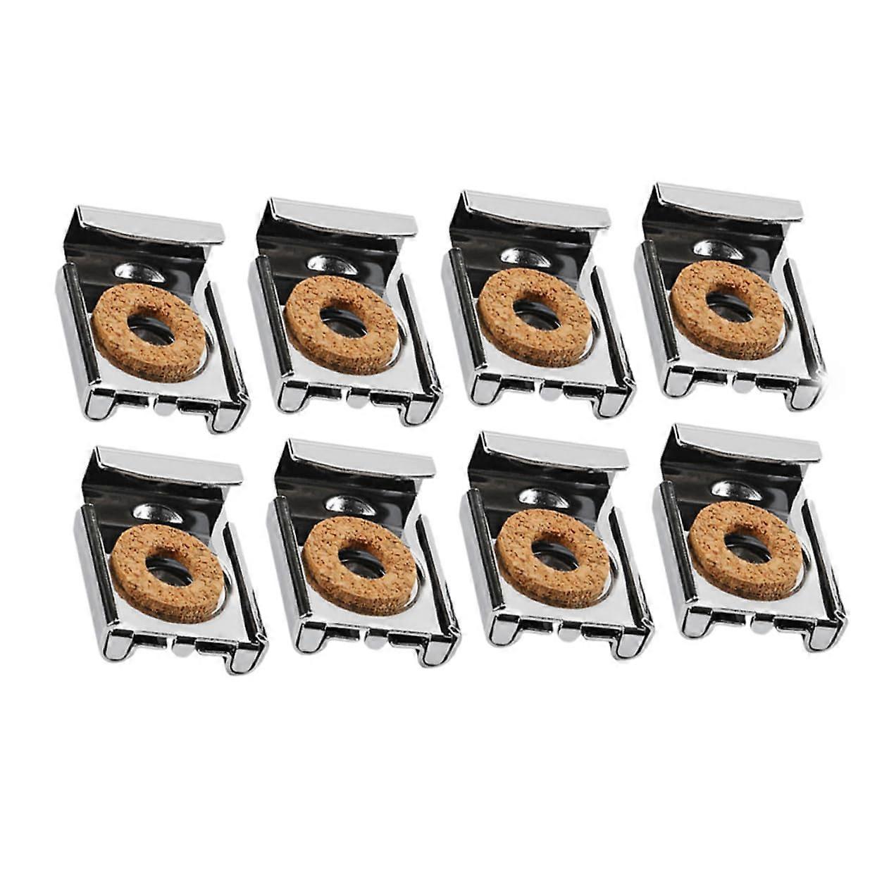 8-Pack Glass Mounting Clips for Mirror Installation, Adjustable Hook Shower Door Clips, Spring-Lock Wall-Mounted Bamboo Silver