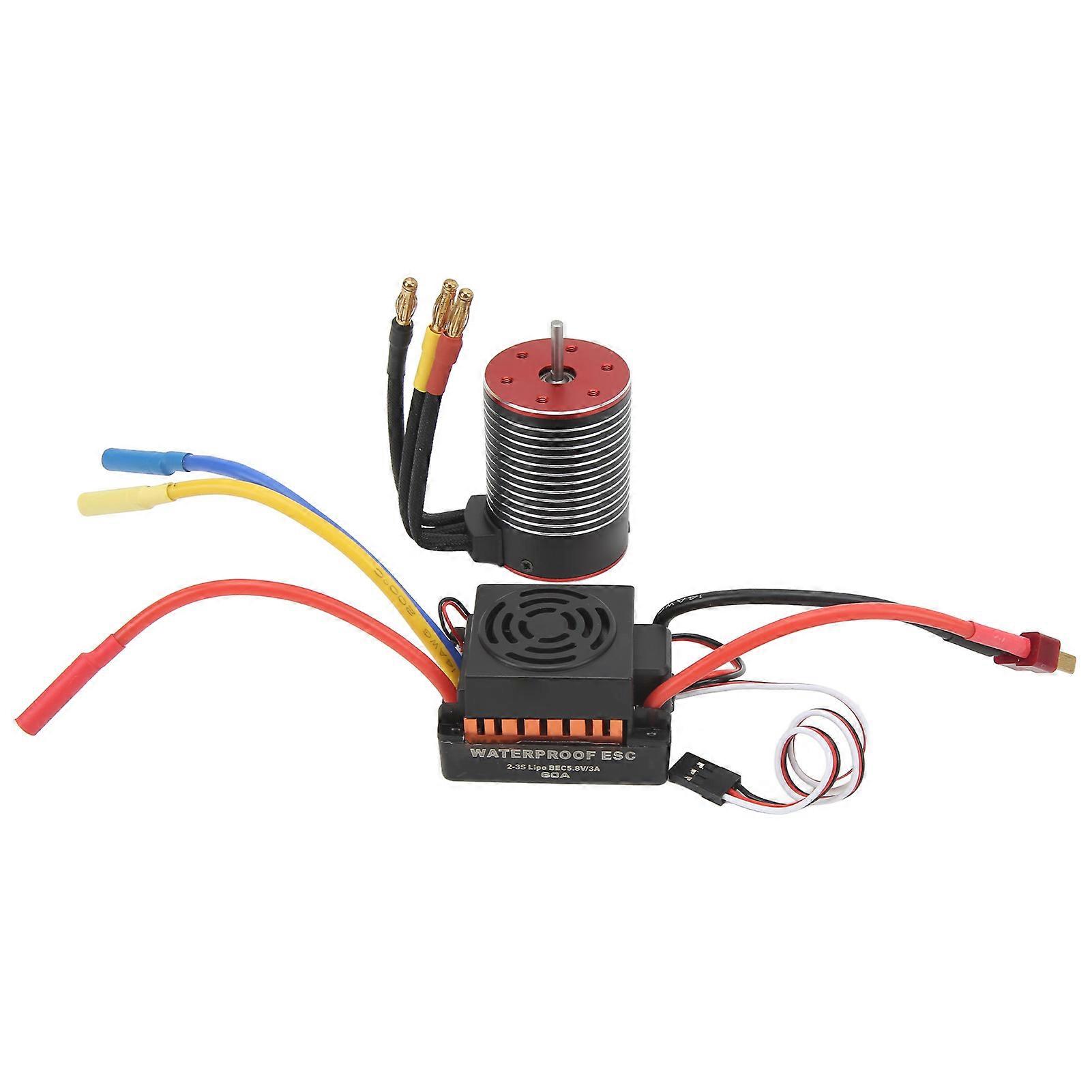 RC Brushless Waterproof Dustproof 5200KV 60A Universal Pure Copper Coil High Reliable ESC Combo Set for Traxxas