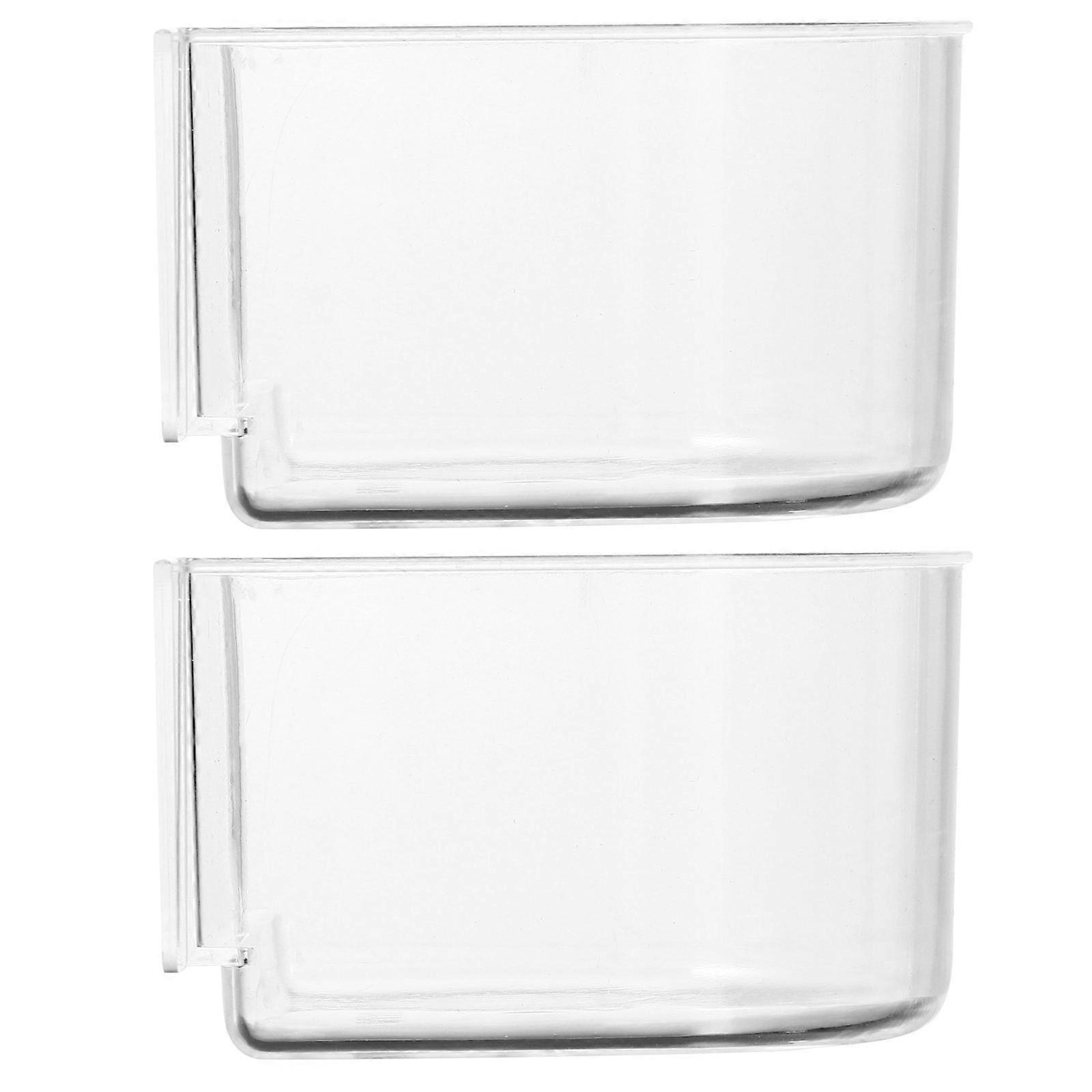 2PCS Bird Food Trough Feeder Thick Semicircle Box Transparent