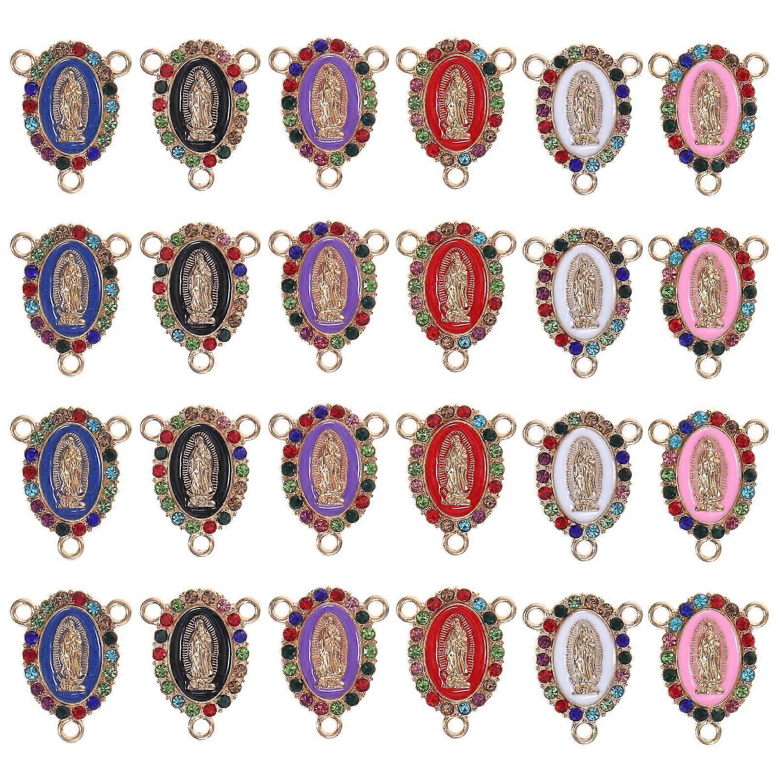 24pcs Virgin Mary Pendants Charms Alloy Connection Bracelet Pendants Charms