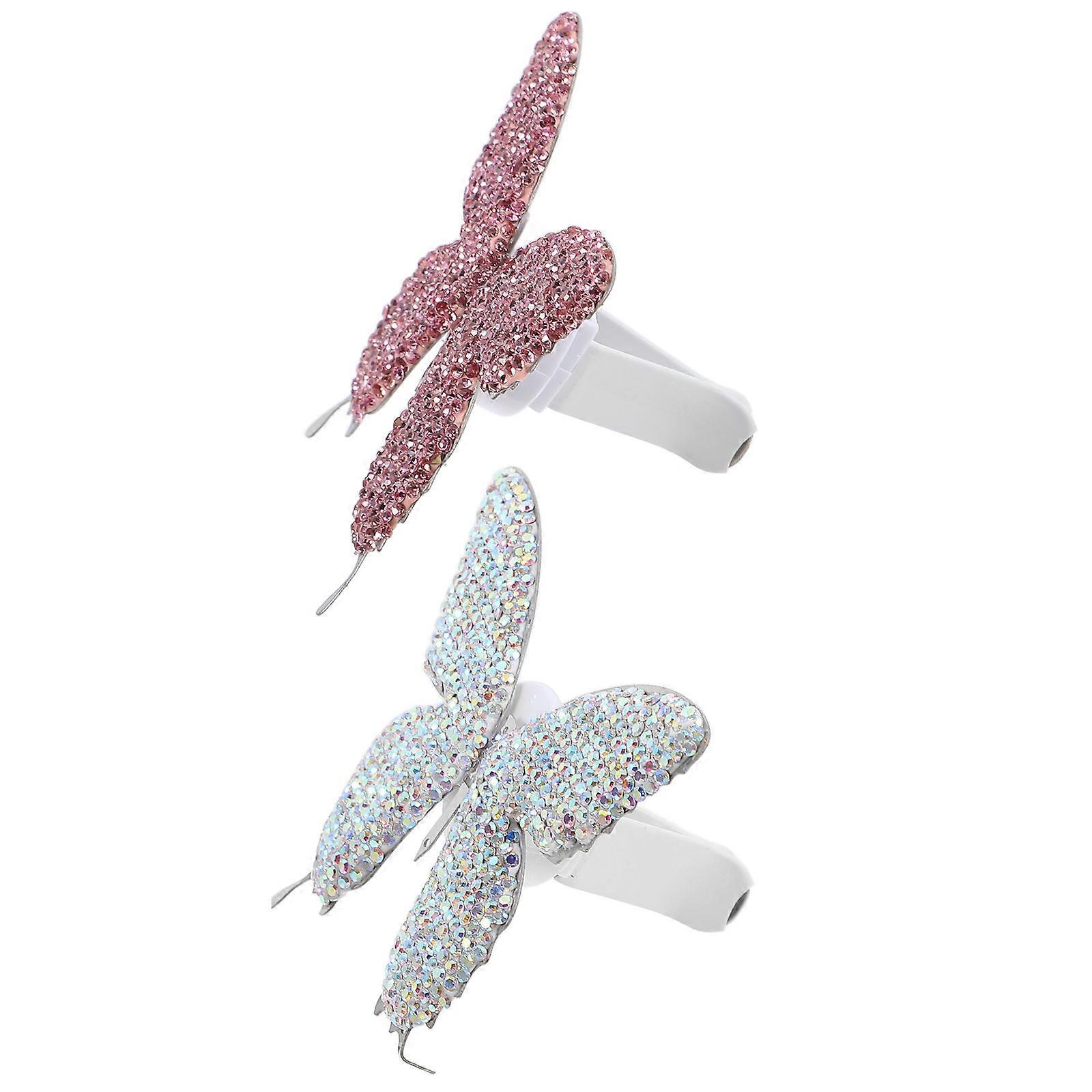 Car Air Vent Clip Aroma Clip Car Interior Decoration Assorted Color Butterfly Shape Simple Design 2Pcs