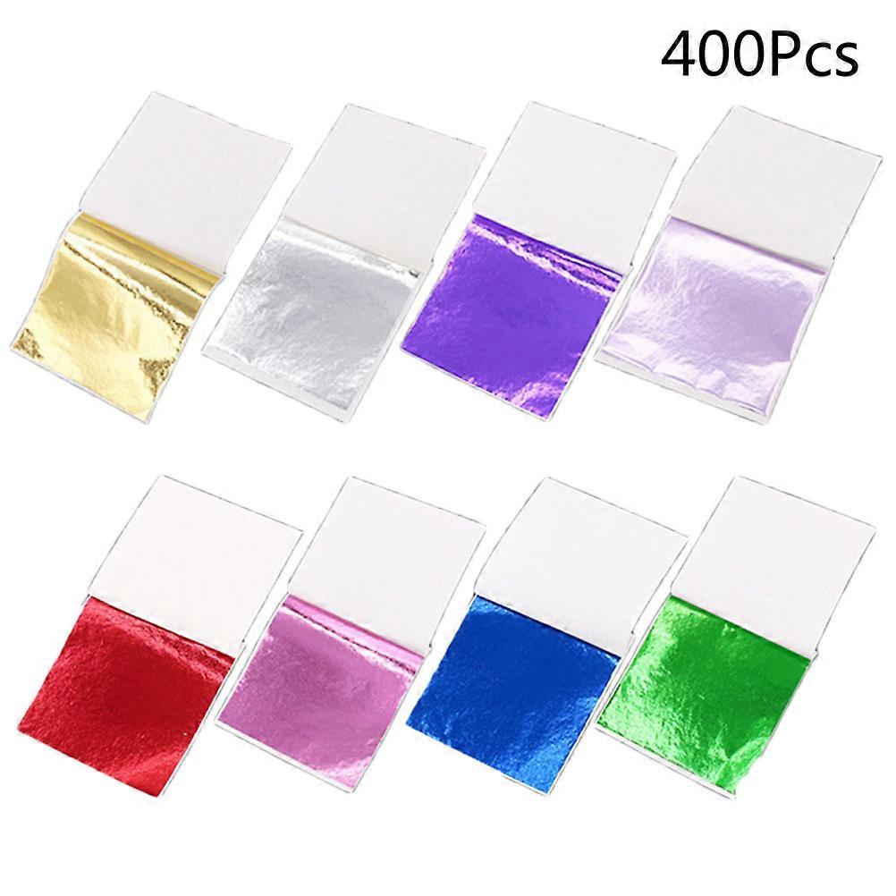 Decoration Imitation Sheets Shiny Foil Paper For Craftsmen Decorators 9x9cm Peach Purple 400Pcs