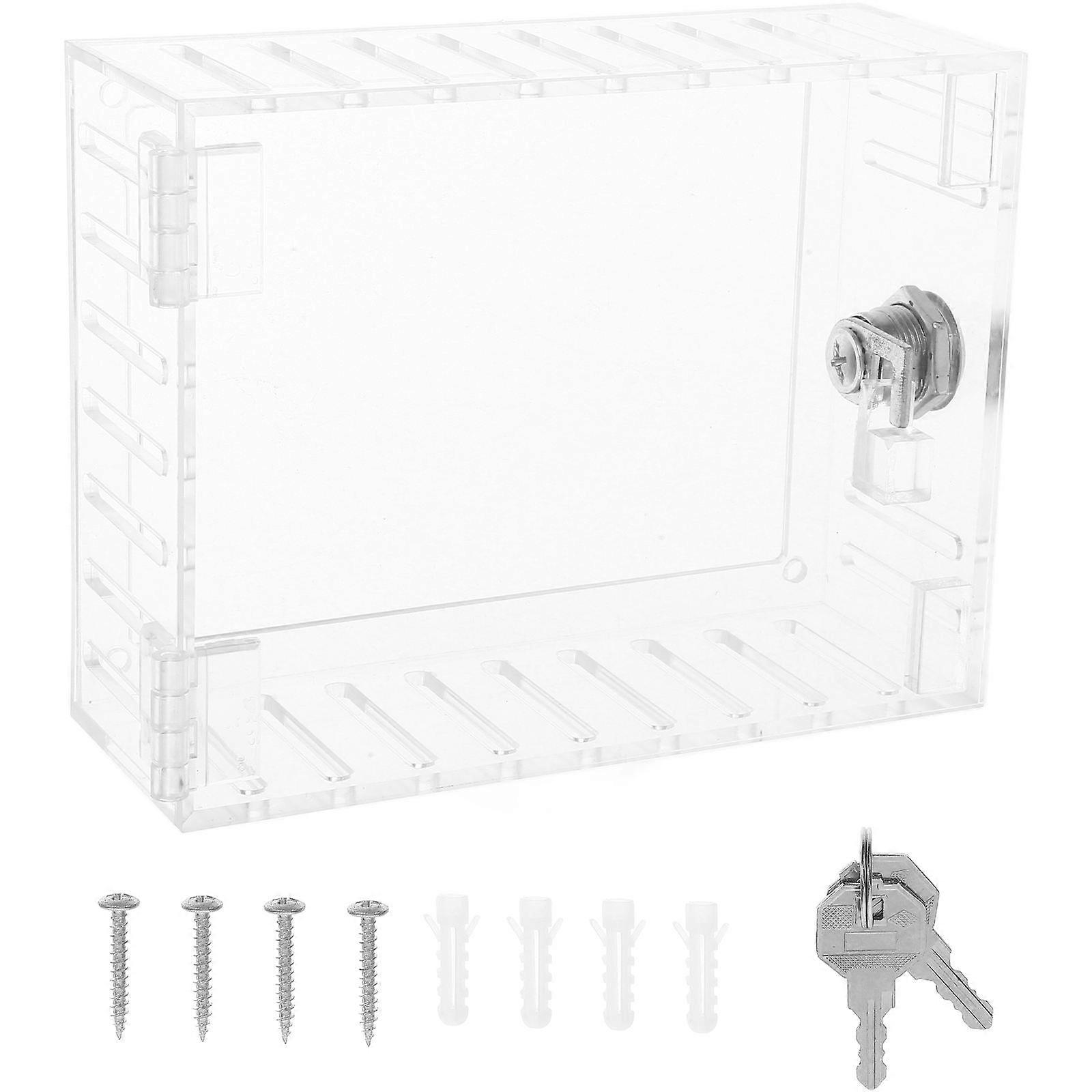 Locking Thermostat Cover With Key Home Use Acrylic Material Temperature Setting Protection 1Set