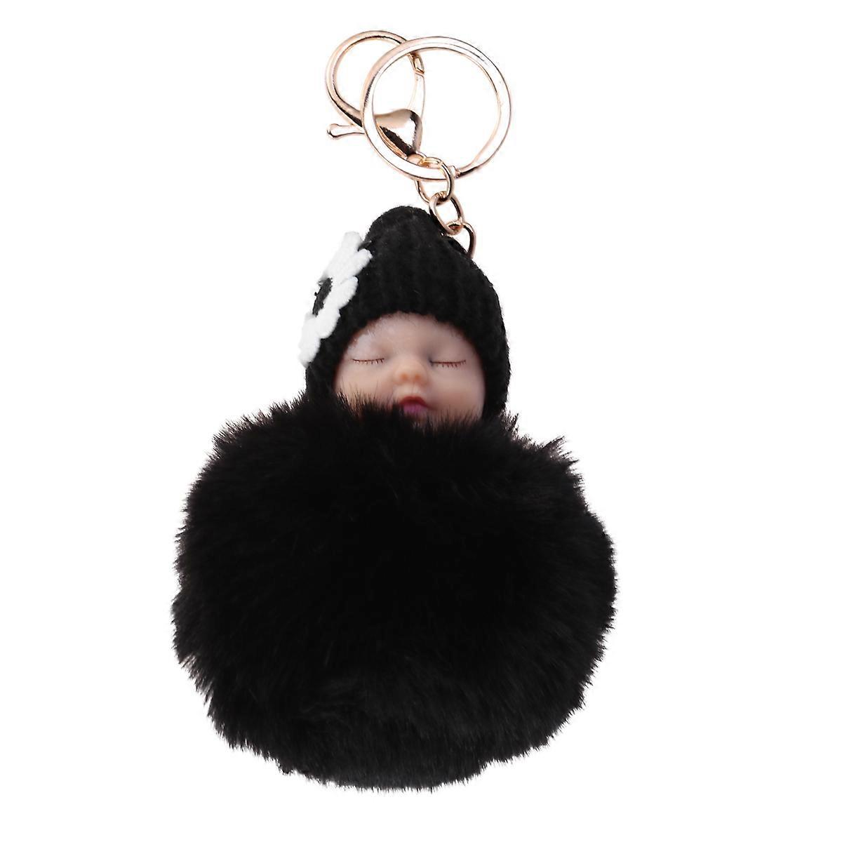 Stuffed Animal Keychain Baby Doll Keyring Fluffy Pendant Cute Design For Keys Daily Use 1Pcs