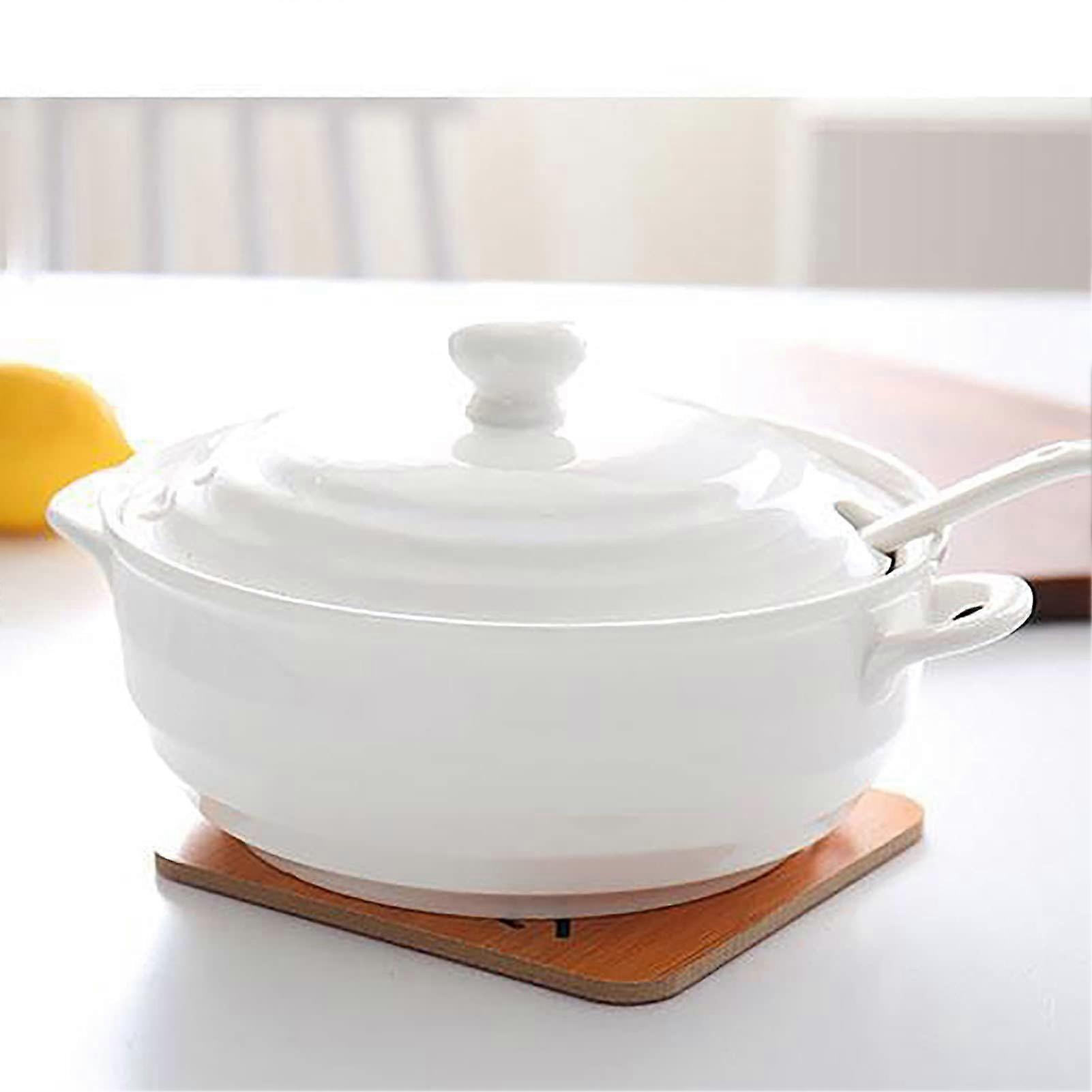 With Lid White Ceramic Jar 2200ml For Restaurant Kitchen Elegant Design