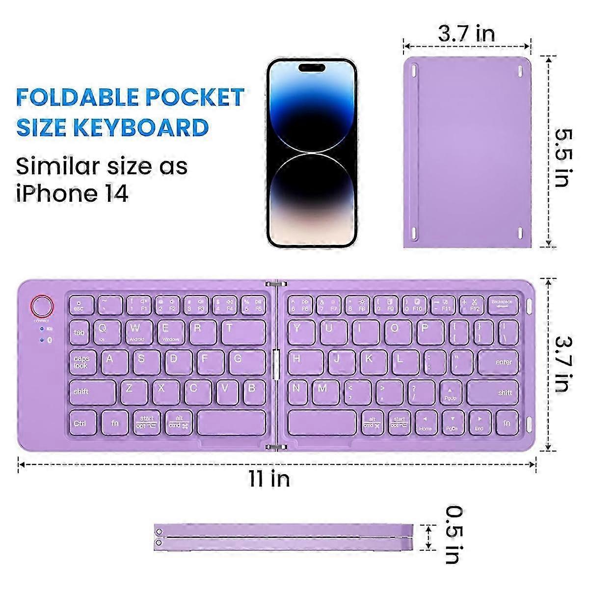 Bezdrátová klávesnice (synchronizace až 3 zařízení), pro Android Windows,Fialová