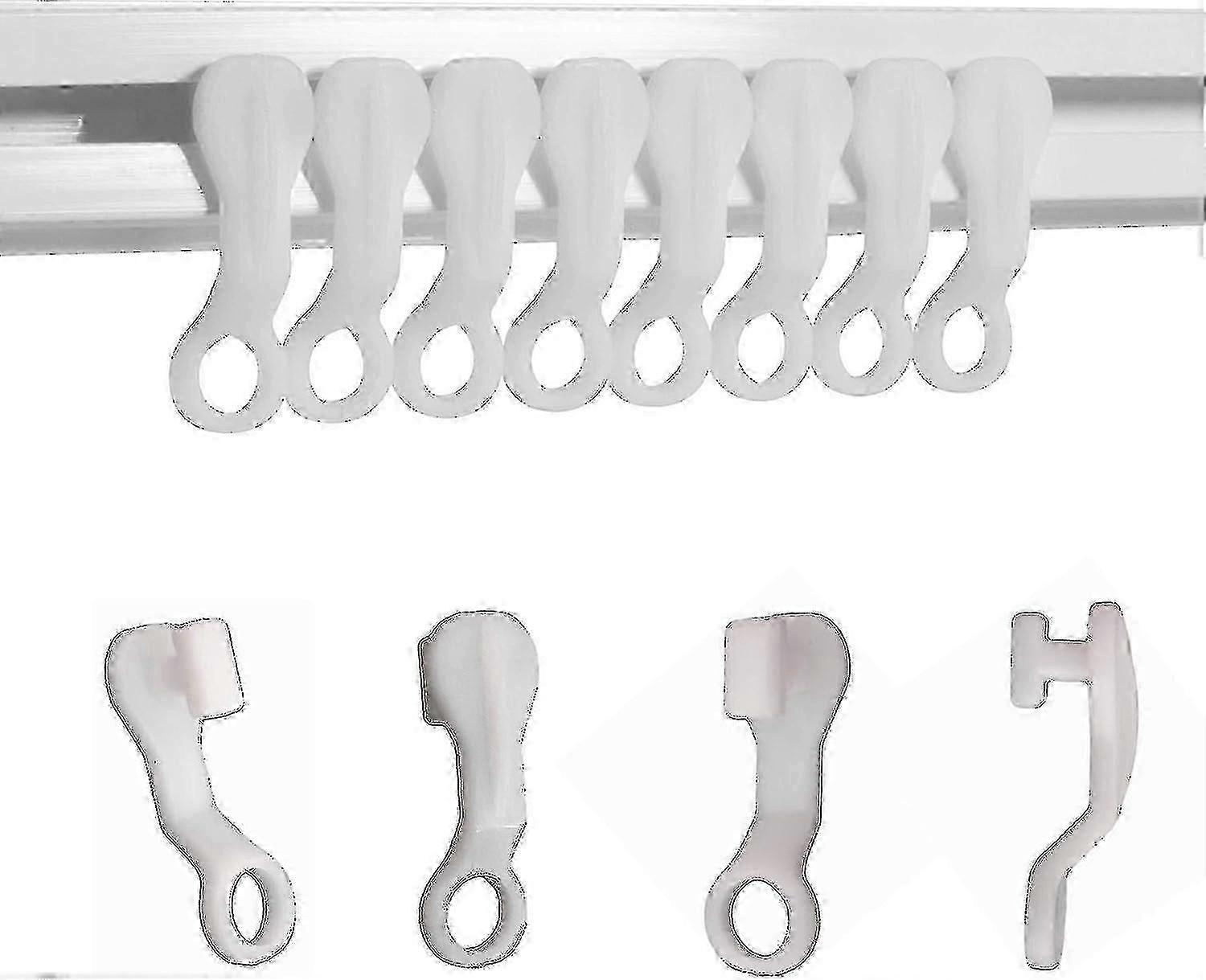 2024 Fehér műanyag függönyvitorlázó kampók, 50 db-os csomag