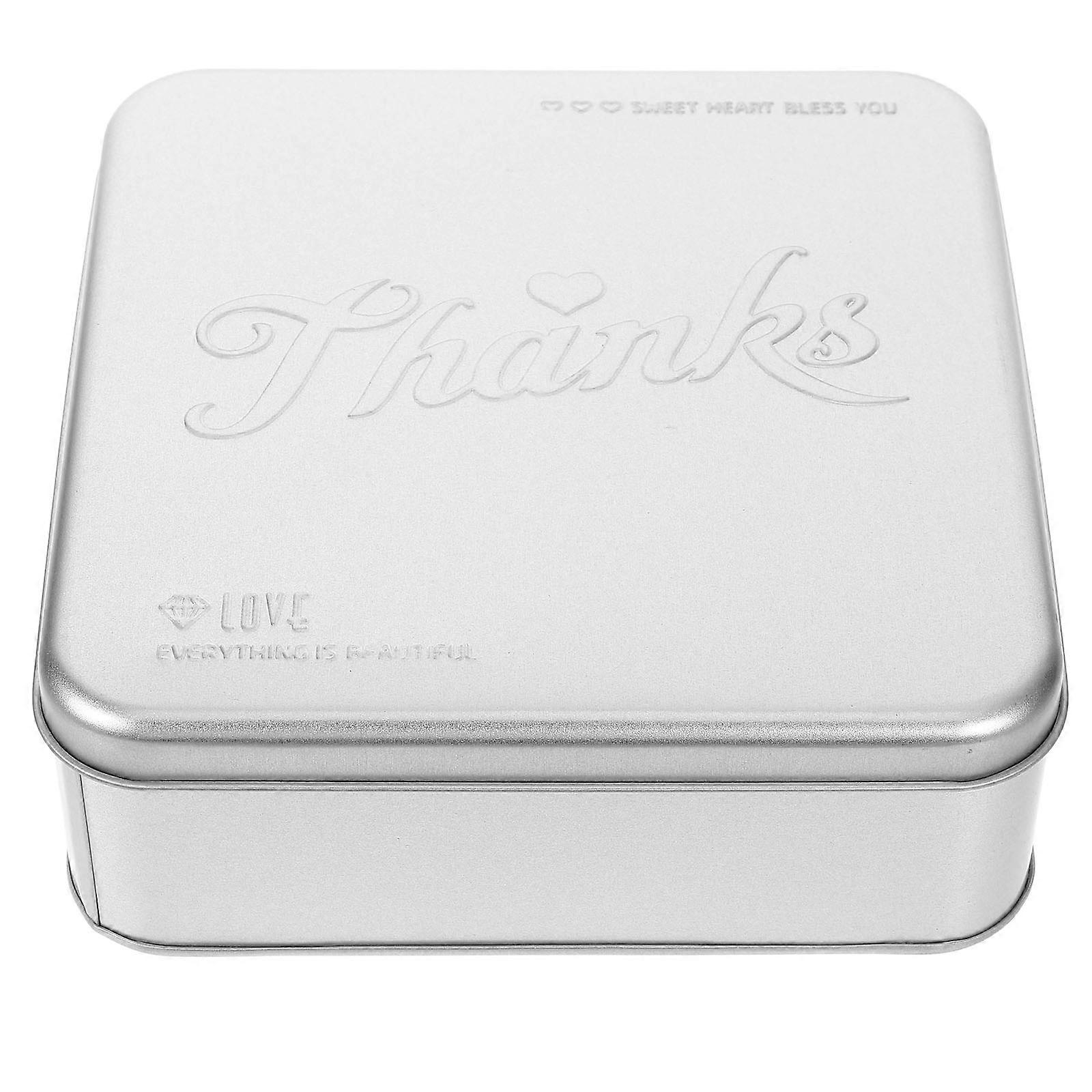 1Pc carré en fer blanc boîte mignon pot de bonbons fleur design récipient à biscuits