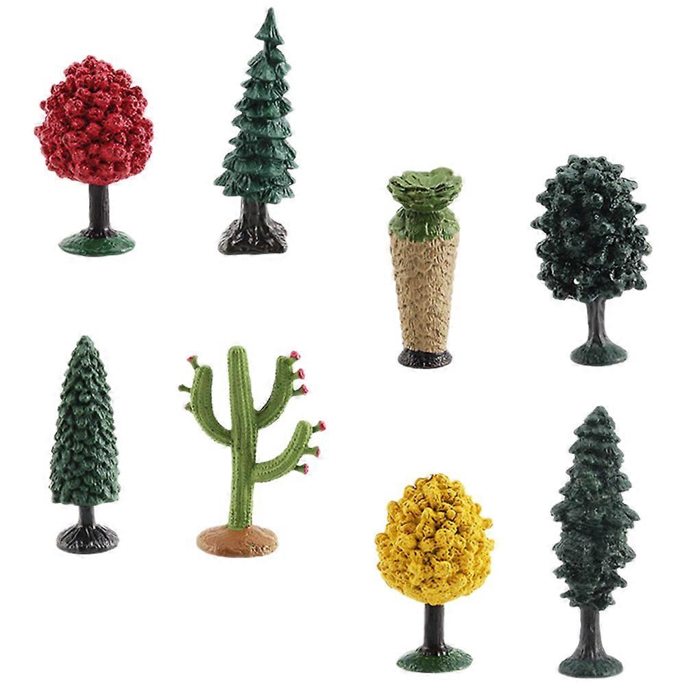 Tree Decoration Mini Tree Figurines Assorted Decoration Compact Style 1 Set